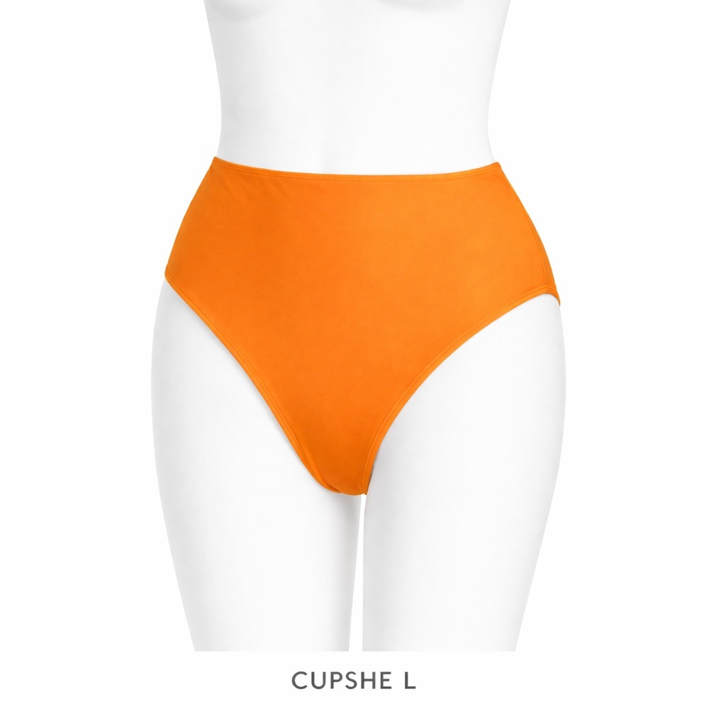 Cupshe Womens Orange High Waisted Bikini Bottom Swimsuit Size Large Solid Citrus